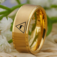 Yellow Gold Scotish 14th Degree Masonic Tungsten Wedding Band Ring for Men