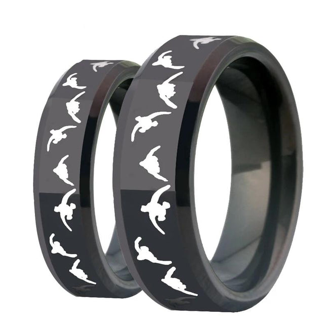 Black Duck Hunting Couple Tungsten Wedding Band Ring for Men and Women