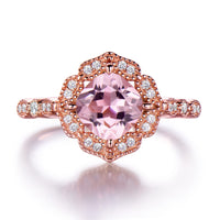 Rose Gold Cushion Cut Morganite Wedding Ring For Women, 925 Sterling Silver Engagement Ring