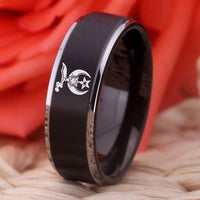 Black Shriner Design Masonic Tungsten Wedding Band Ring for Men