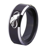 Black Infinity Believe Feather Design Tungsten Wedding Band Ring for Men