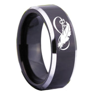 Black Infinity Believe Feather Design Tungsten Wedding Band Ring for Men