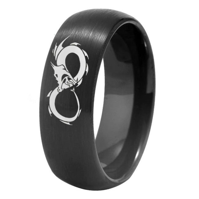 Black Dragon Infinity Design Tungsten Wedding Band Ring for Men