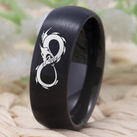 Black Dragon Infinity Design Tungsten Wedding Band Ring for Men