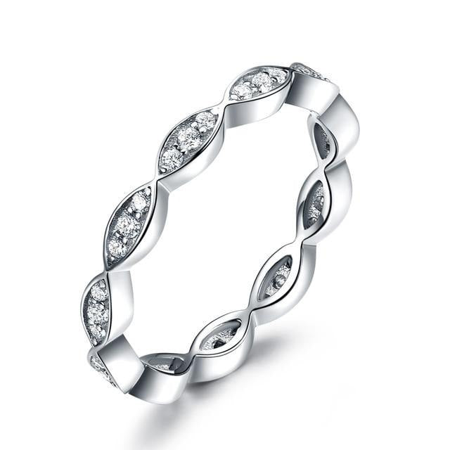 Cubic Zirconia Intertwined Stackable 925 Sterling Silver Ring for Women