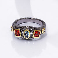 Red Blue Olivine Cubic Zirconia Neo Gothic Ring for Women