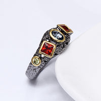 Red Blue Olivine Cubic Zirconia Neo Gothic Ring for Women