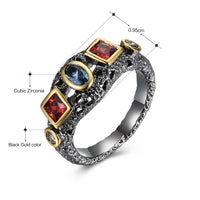 Red Blue Olivine Cubic Zirconia Neo Gothic Ring for Women
