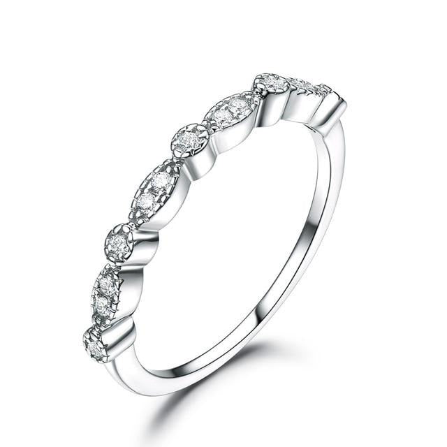 Cubic Zirconia Milgrain Stackable 925 Sterling Silver Ring for Women