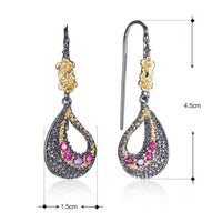 Black Gold Color Purple Fuchsia Diamond Simulant Gothic Drop Earrings for Women