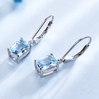 Radiant Cut Sky Blue Topaz 925 Sterling Silver Dangle Earrings for Women