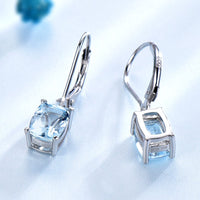 Radiant Cut Sky Blue Topaz 925 Sterling Silver Dangle Earrings for Women