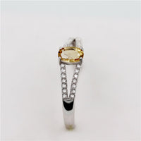 Oval Cut Citrine Wedding Ring, Diamond Simulant 925 Sterling Silver Engagement Ring for Women