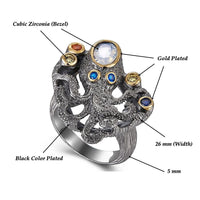 Black Octopus Style Infinity Color Diamond Simulant Neo Gothic Ring for Women
