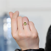 1.5 Carat Green Peridot Diamond Simulant Rose Gold Brushed 925 Sterling Silver Wedding Ring for Women