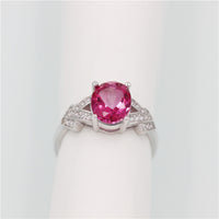 2ct Pink Oval Topaz Arrow Design Diamond Simulant Wedding Ring for Women, 925 Sterling Silver Engagement Ring for Women