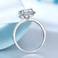 Blue Topaz Cubic Zirconia Sterling Silver Wedding Ring