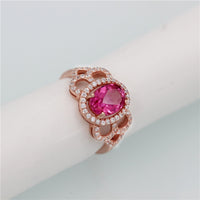 1.5 Ct Pink Topaz Diamond Simulant Eternity Ring, Rose Gold Brushed 925 Sterling Silver CZ Engagement Ring for Women