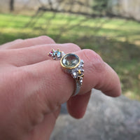 Brown Topaz Zircon Cocktail Ring for Women, Blue and Fuchsia Diamond Simulant Engagement Ring