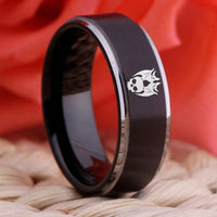 Black Skull Bat Tungsten Wedding Band Ring for Men