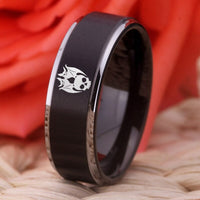Black Skull Bat Tungsten Wedding Band Ring for Men
